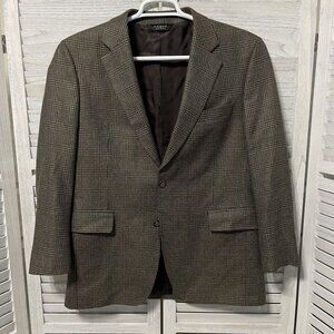 Jos A Bank Mens 40R Plaid Blazer Jacket 55% Silk‎ 45% Wool Brown